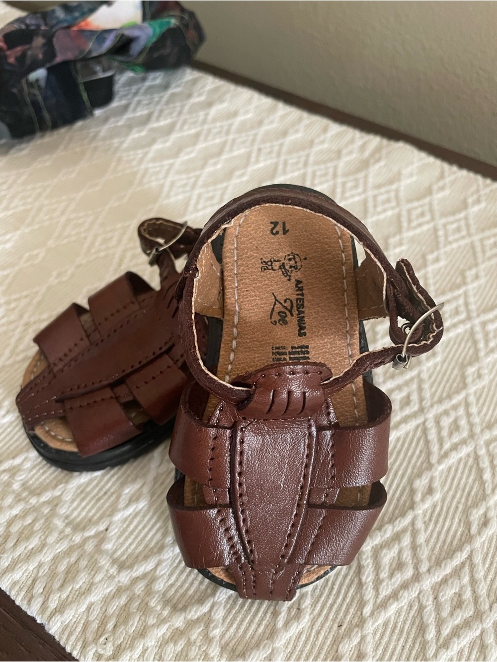 Baby Toddler Mexican Leather Huarache
Sandals Brown Handmade Size 12 New(5) - Picture 3 of 12